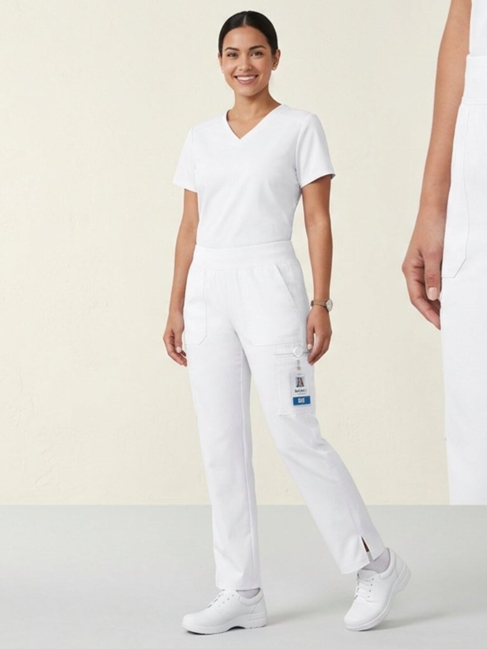 Cherokee Workwear Revolution White Cargo Scrub Pants WW110 Womens Small